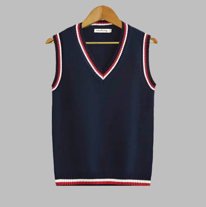 Retro stribet pullover i preppy-stil uden ærmer