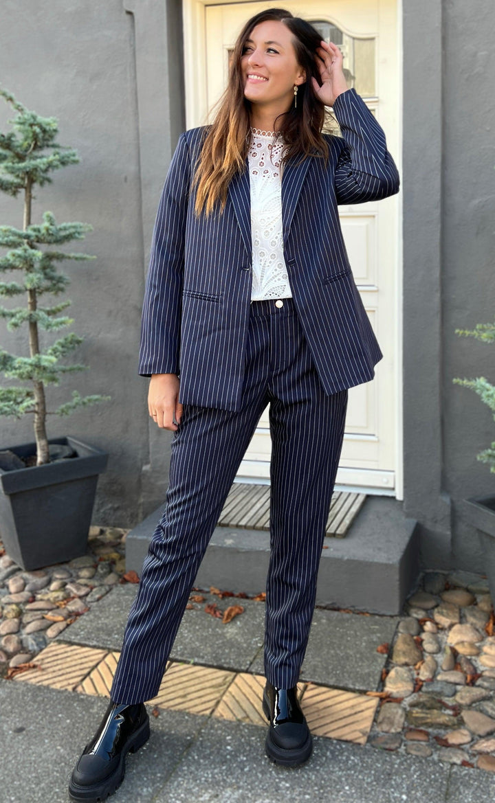 Zoey - Navy Pinstripe Blazer-Modiva