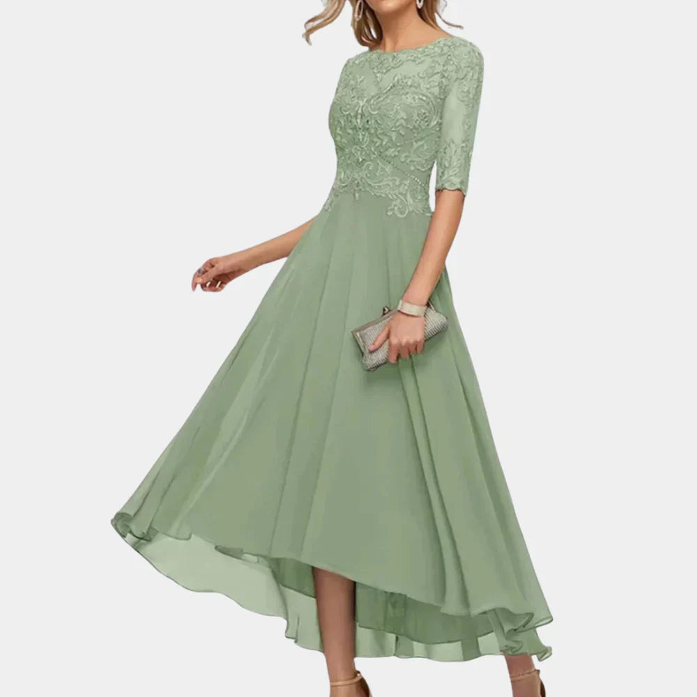 Elegant ankellang chiffonkjole til kvinder