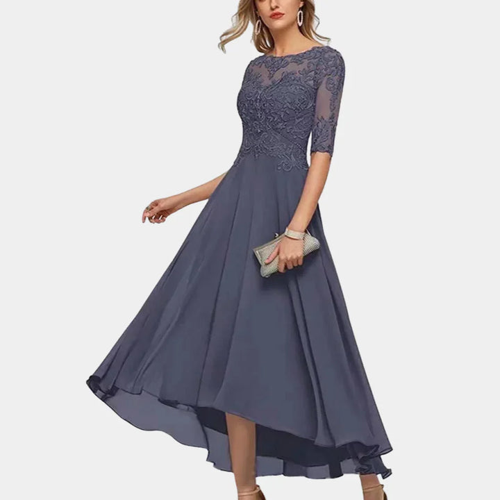 Elegant ankellang chiffonkjole til kvinder