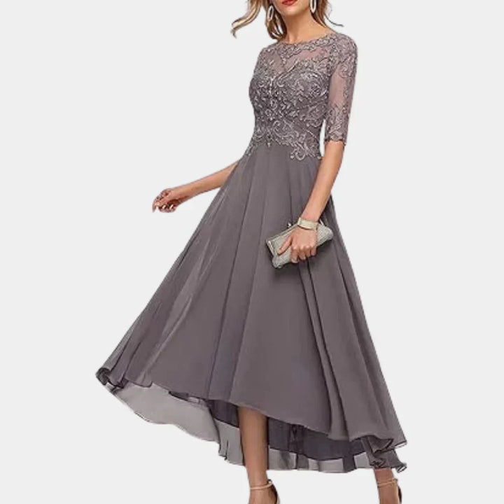 Elegant ankellang chiffonkjole til kvinder