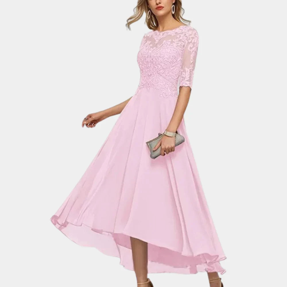 Elegant ankellang chiffonkjole til kvinder