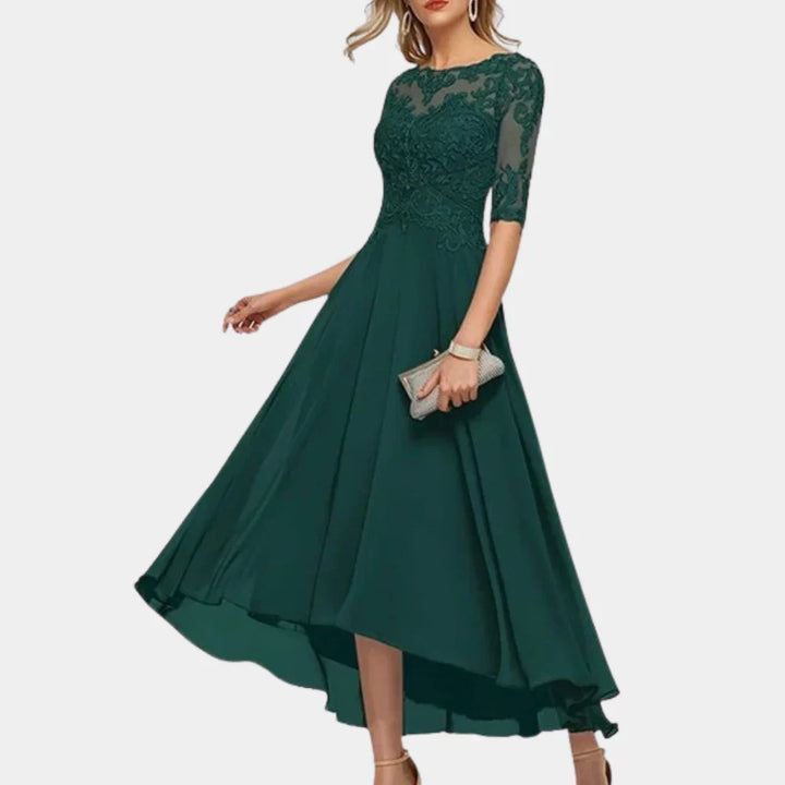 Elegant ankellang chiffonkjole til kvinder