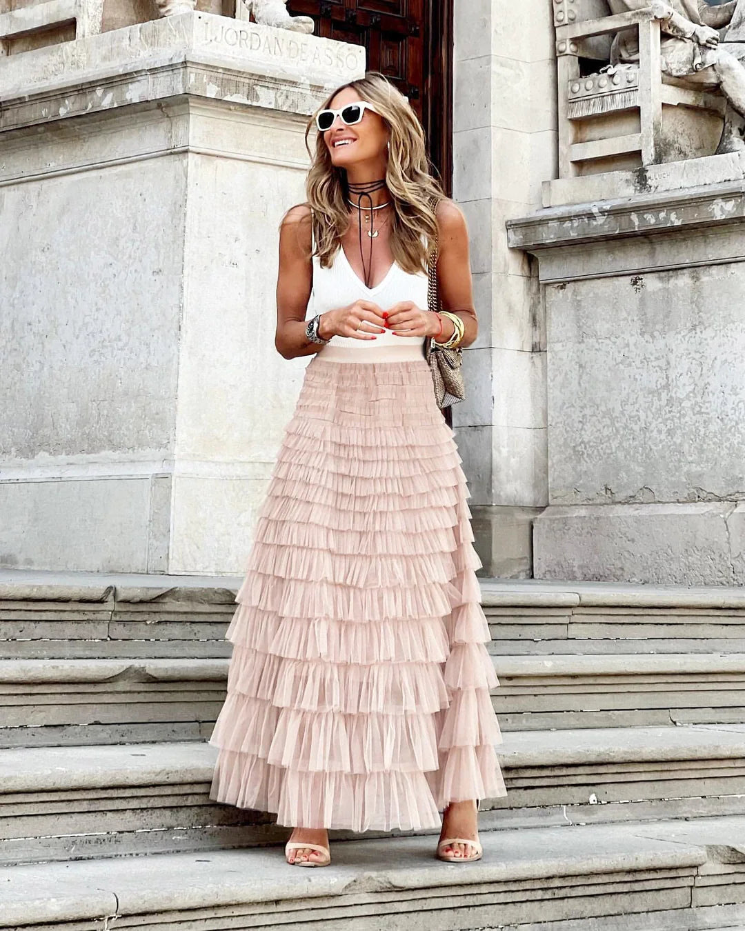 Tulle Maxi Nederdel med Elastik Linning