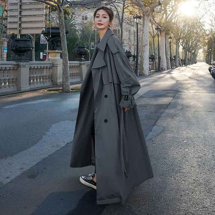 Ebonie - Ekstra Lang Flowing Oversized Casual Trenchcoat til Kvinder-Modiva