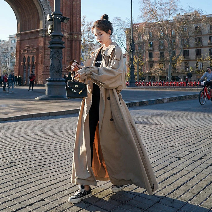 Ebonie - Ekstra Lang Flowing Oversized Casual Trenchcoat til Kvinder-Modiva
