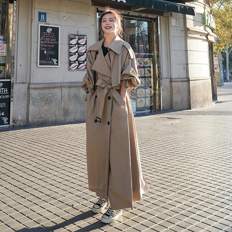 Ebonie - Ekstra Lang Flowing Oversized Casual Trenchcoat til Kvinder-Modiva