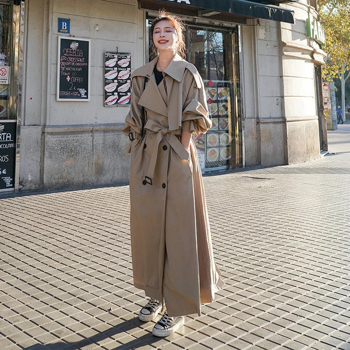 Ebonie - Ekstra Lang Flowing Oversized Casual Trenchcoat til Kvinder-Modiva