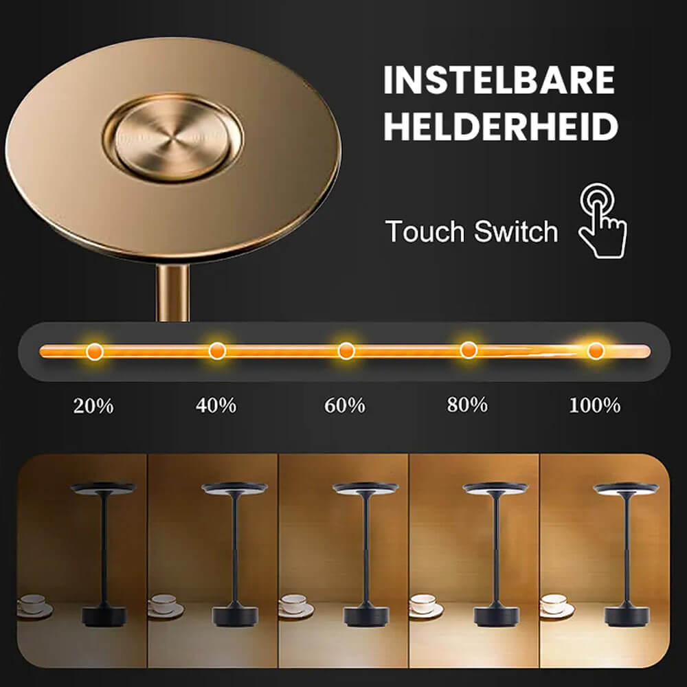 LuminLight Trådløse Genopladelige LED-bordlampe