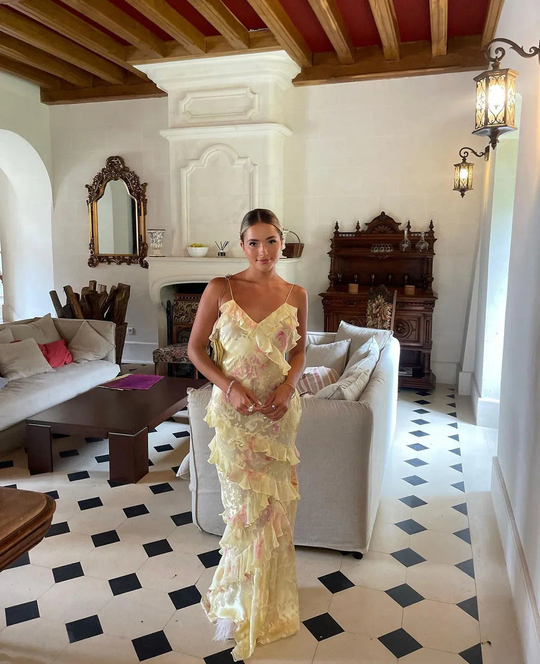 Kvinders Ruffle Maxi Kjole – Yndefuld & Romantisk