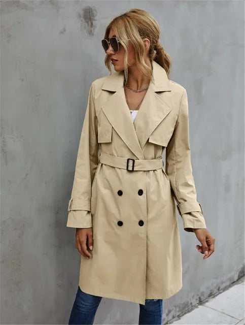 Ariya - Elegant Langærmet Trenchcoat til Kvinder-Modiva