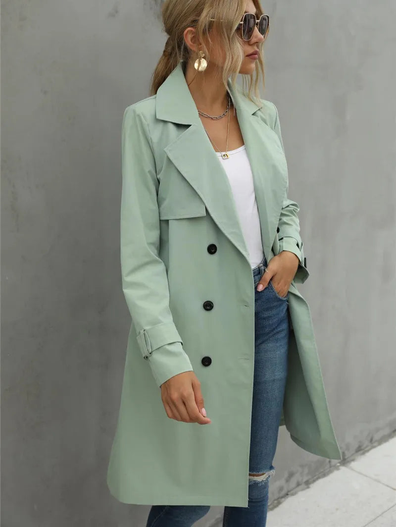 Ariya - Elegant Langærmet Trenchcoat til Kvinder-Modiva