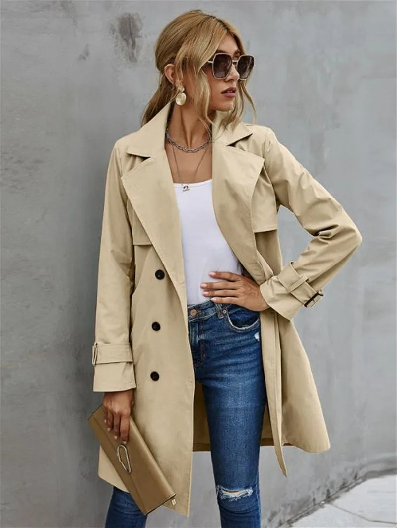 Ariya - Elegant Langærmet Trenchcoat til Kvinder-Modiva