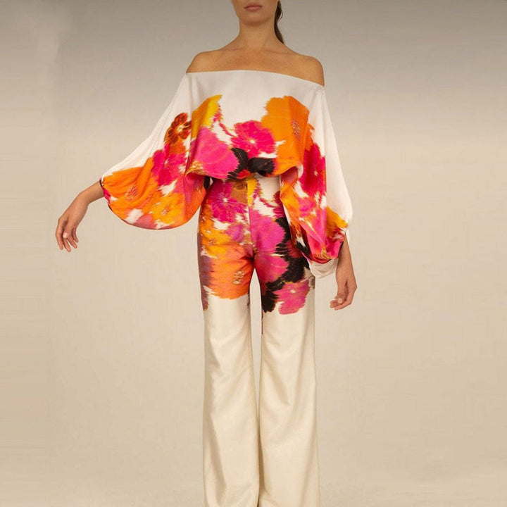 Off-Shoulder-modell damset i satin med 2 delar