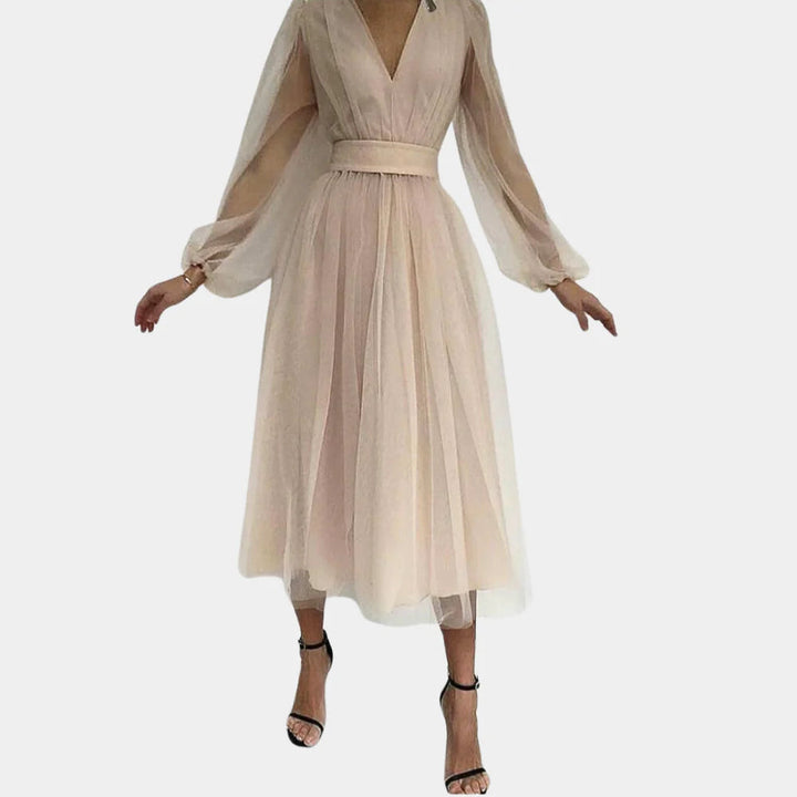 Vintage Blonder Detaljer Midi-Kjole