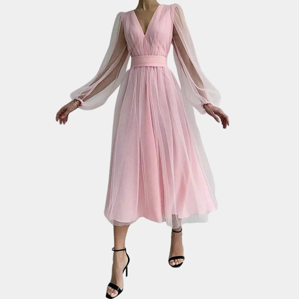 Vintage Blonder Detaljer Midi-Kjole
