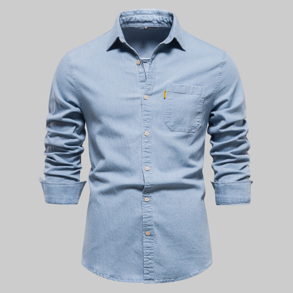 Herre langærmet denimskjorte