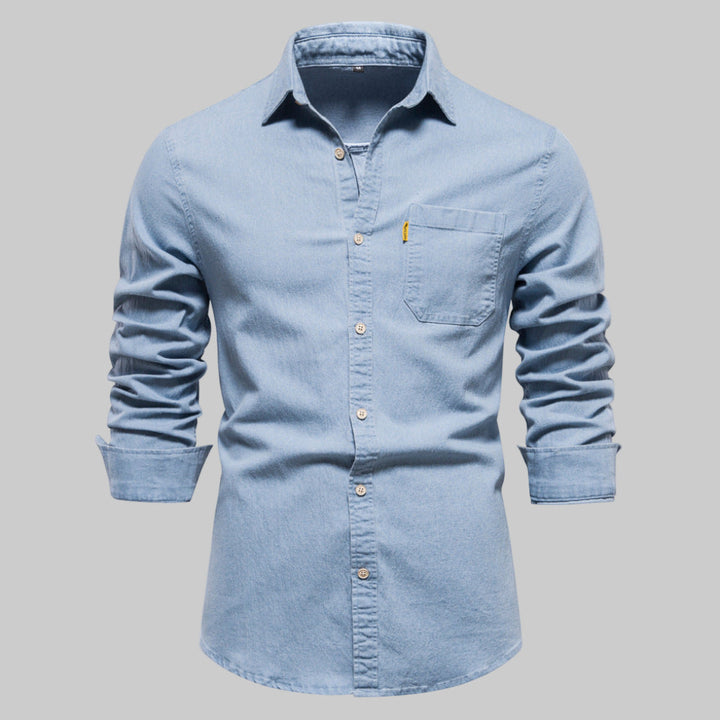 Herre langærmet denimskjorte