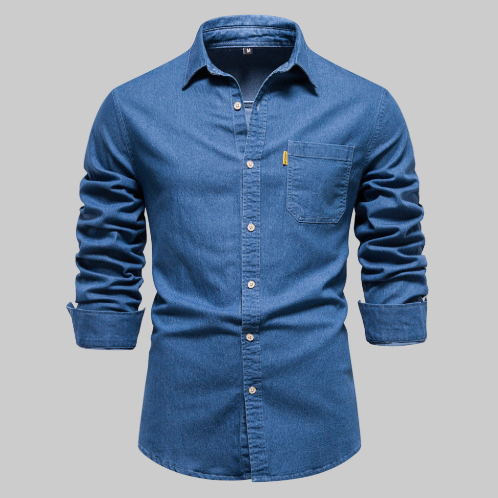 Herre langærmet denimskjorte