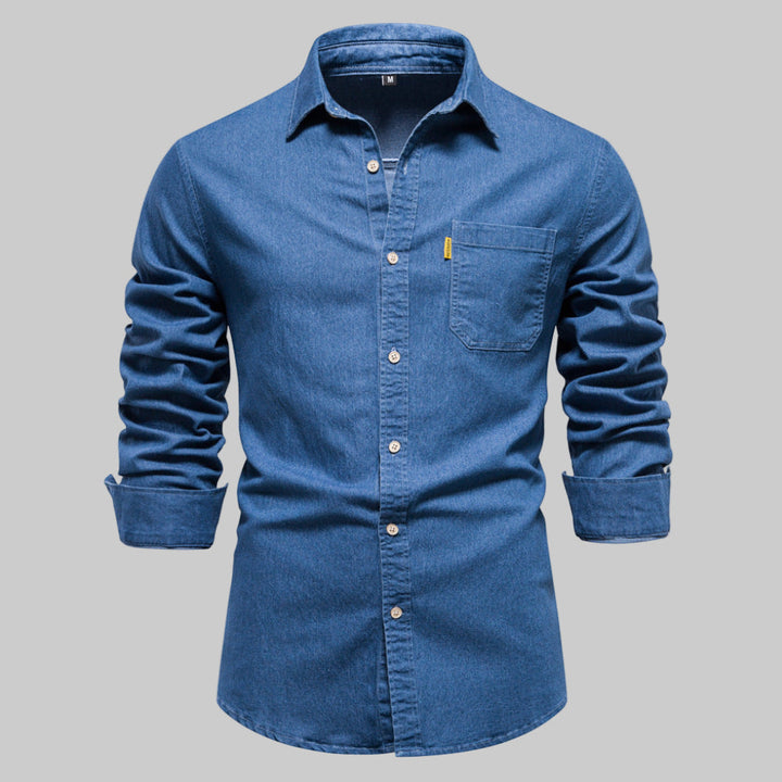 Herre langærmet denimskjorte