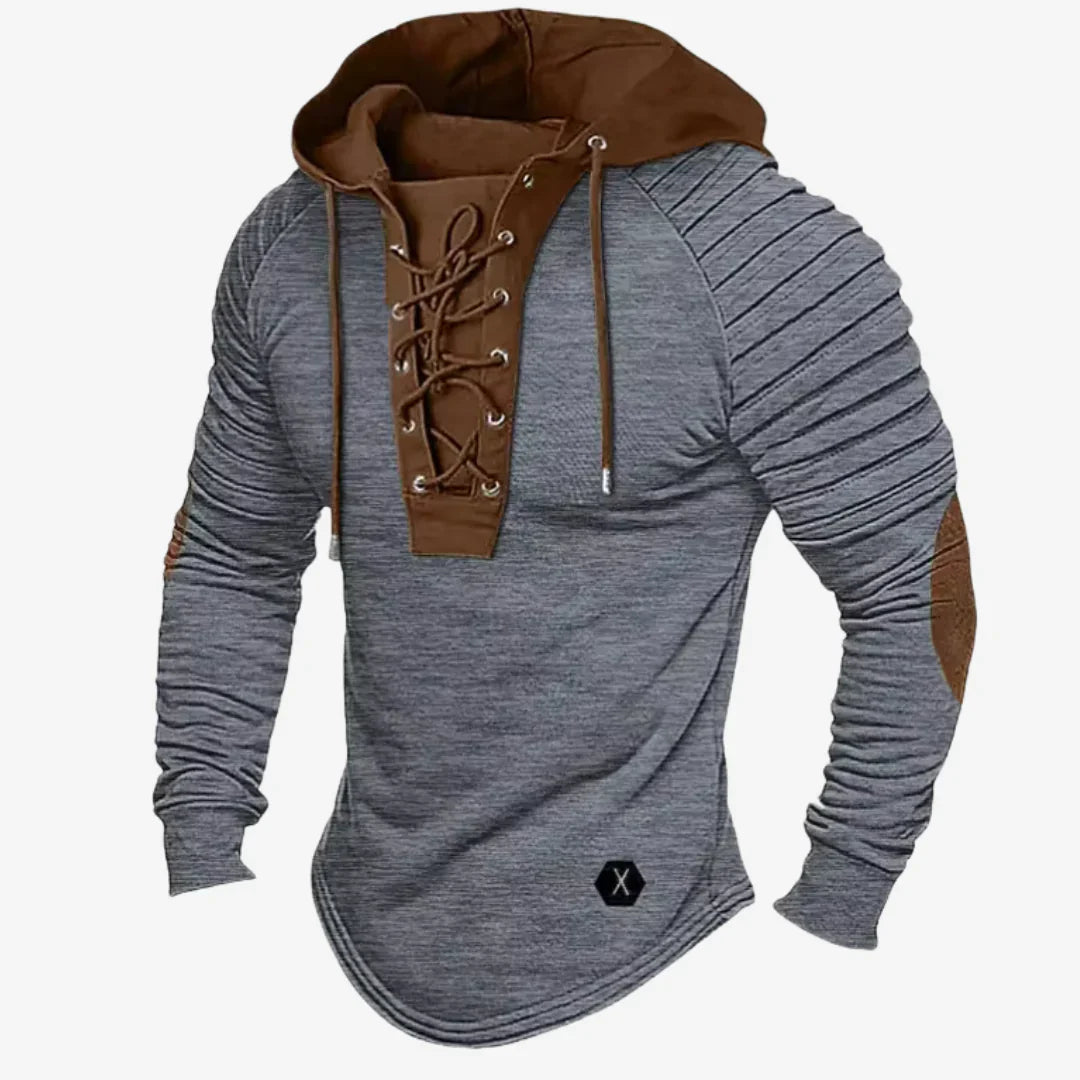 Herresweatshirt med snøreudskæring og komfortabel hætte