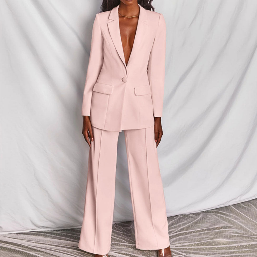 Elegant blazer og buksesæt til kvinder