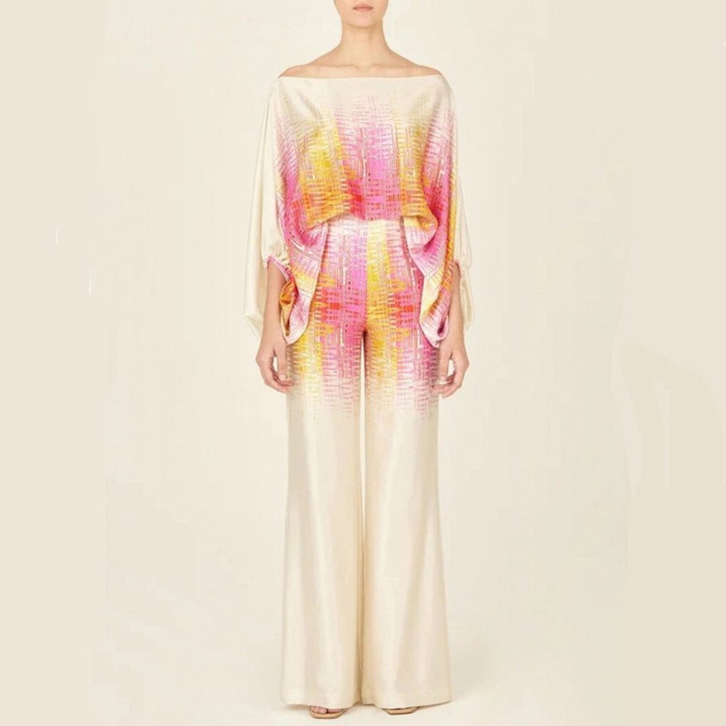 Off-Shoulder-modell damset i satin med 2 delar