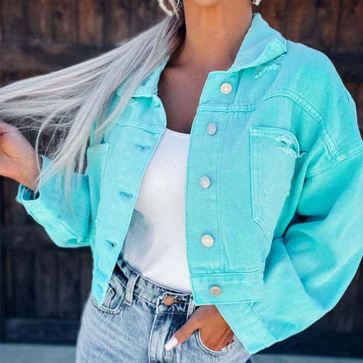 Gretchen - Casual Button-Up Tassels Denim Jacket til Kvinder-Modiva