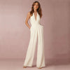Jumpsuit med dyb V-hals og ryg