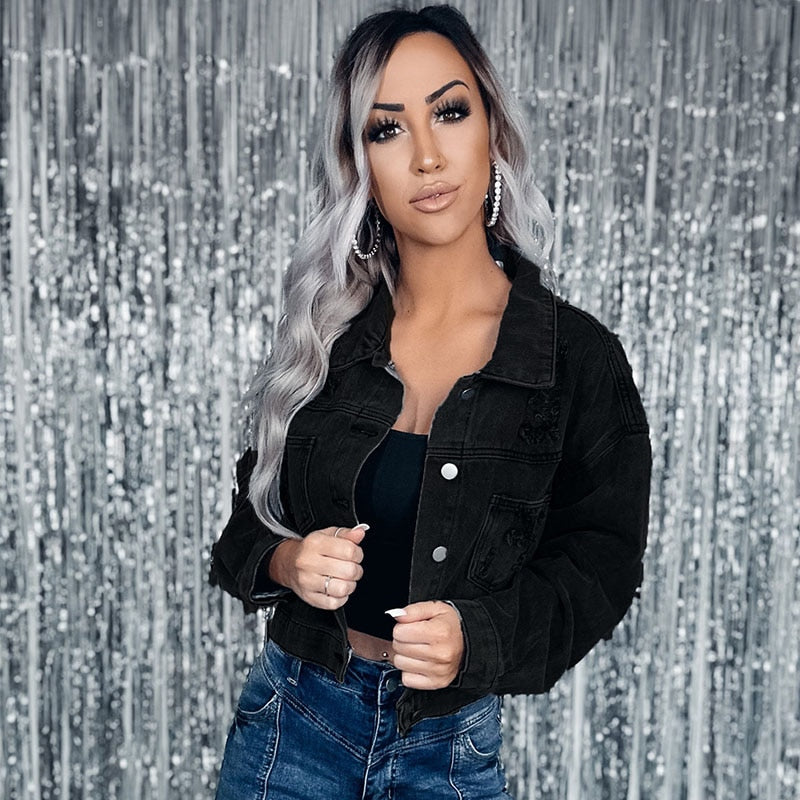 Gretchen - Casual Button-Up Tassels Denim Jacket til Kvinder-Modiva