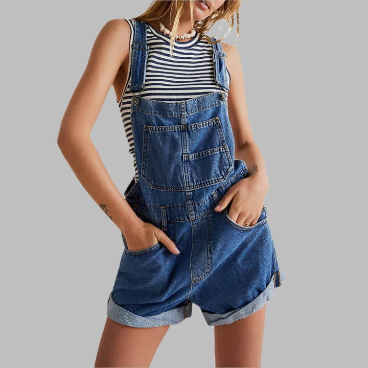 Ærmeløs denimjump jumpsuit afslappet chic