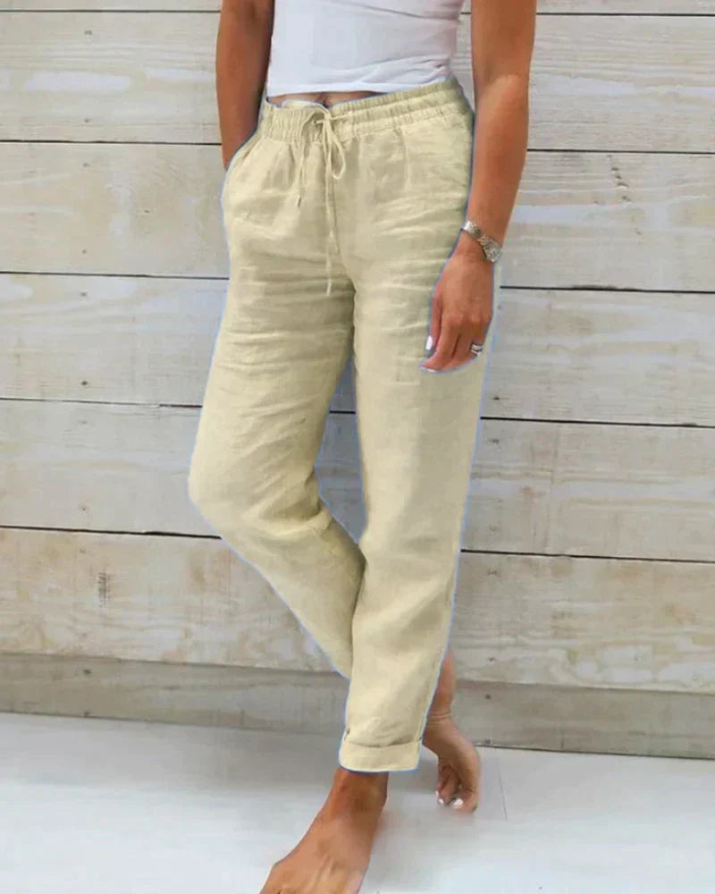 Casual Linned Bukser for Kvinder