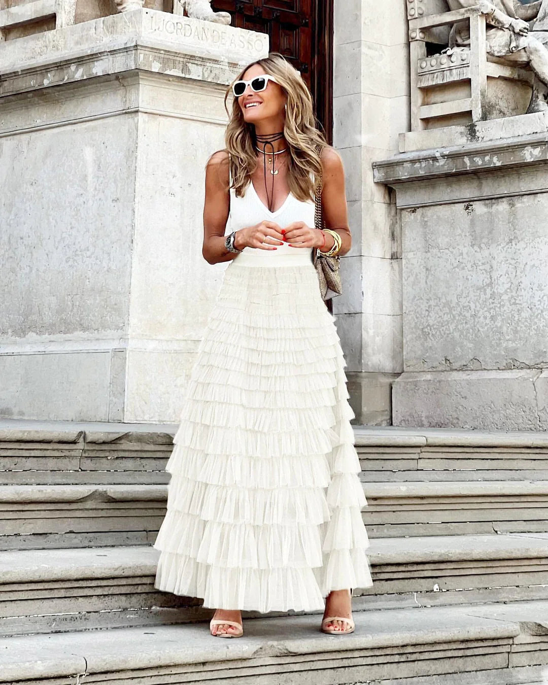 Tulle Maxi Nederdel med Elastik Linning