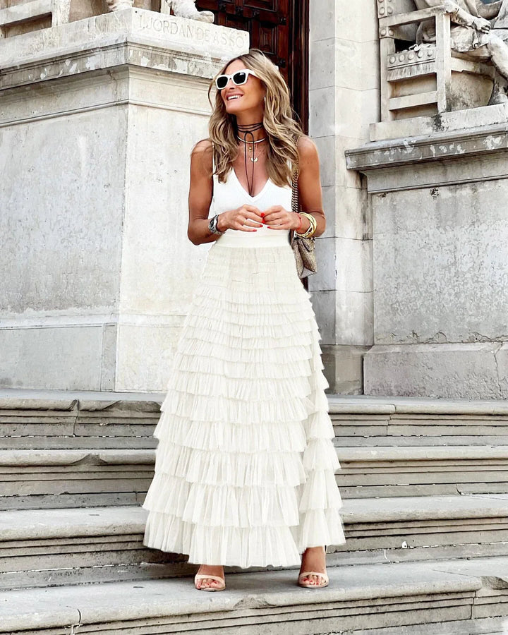 Tulle Maxi Nederdel med Elastik Linning