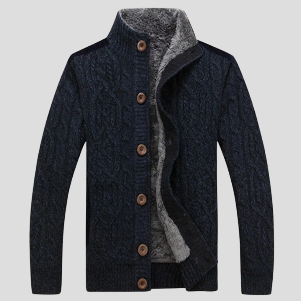 Herrecardigan med plysfor