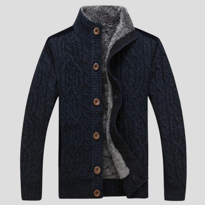 Herrecardigan med plysfor