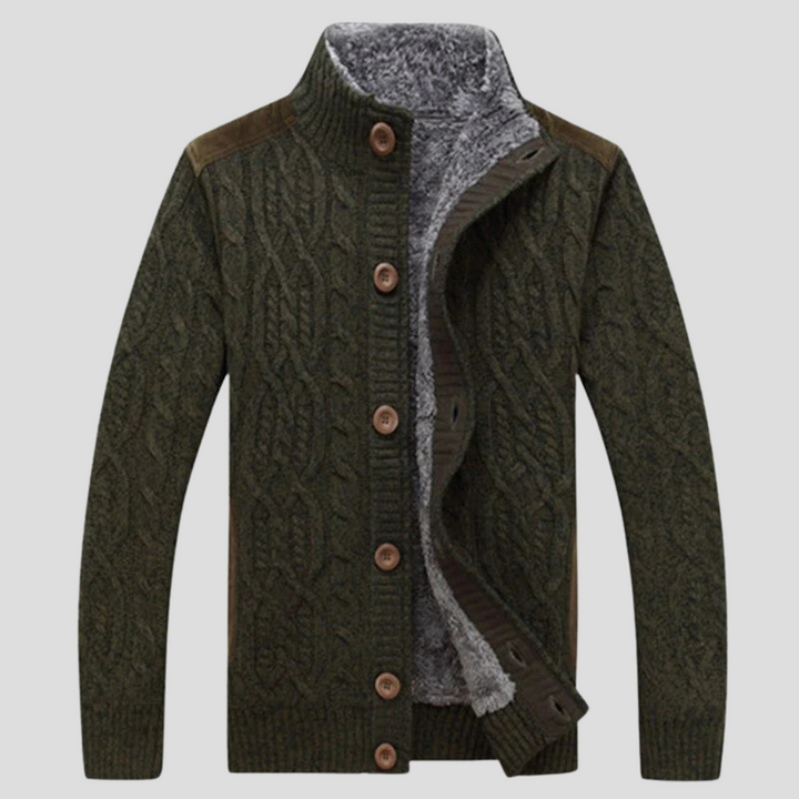Herrecardigan med plysfor