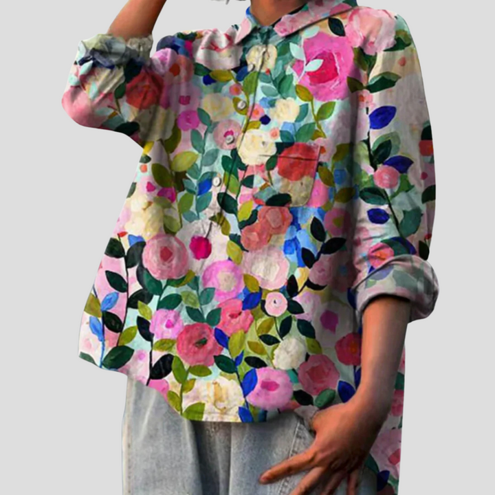 Damebluse med blomsterprint