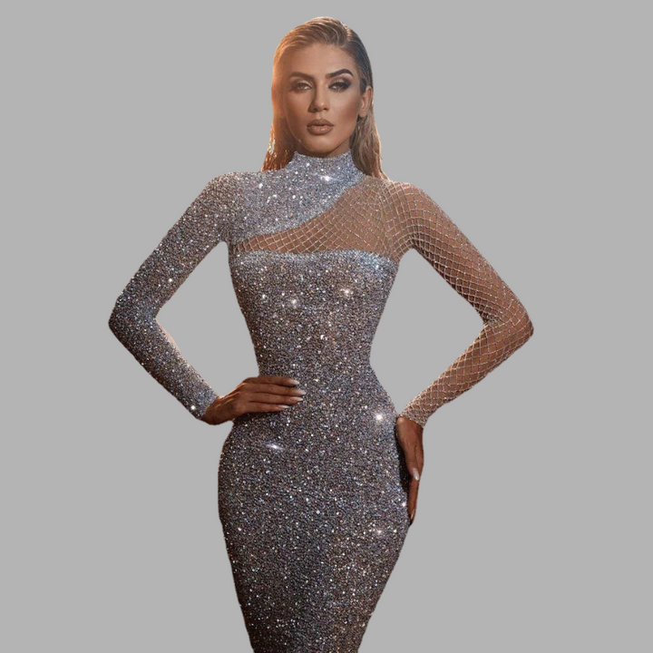Elegant off-shoulder-kjole med pailletter