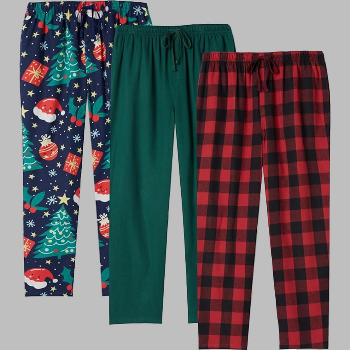 3-pak flannel pyjamasbukser til mænd