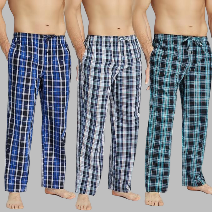 3-pak flannel pyjamasbukser til mænd
