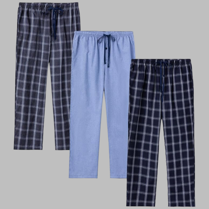 3-pak flannel pyjamasbukser til mænd
