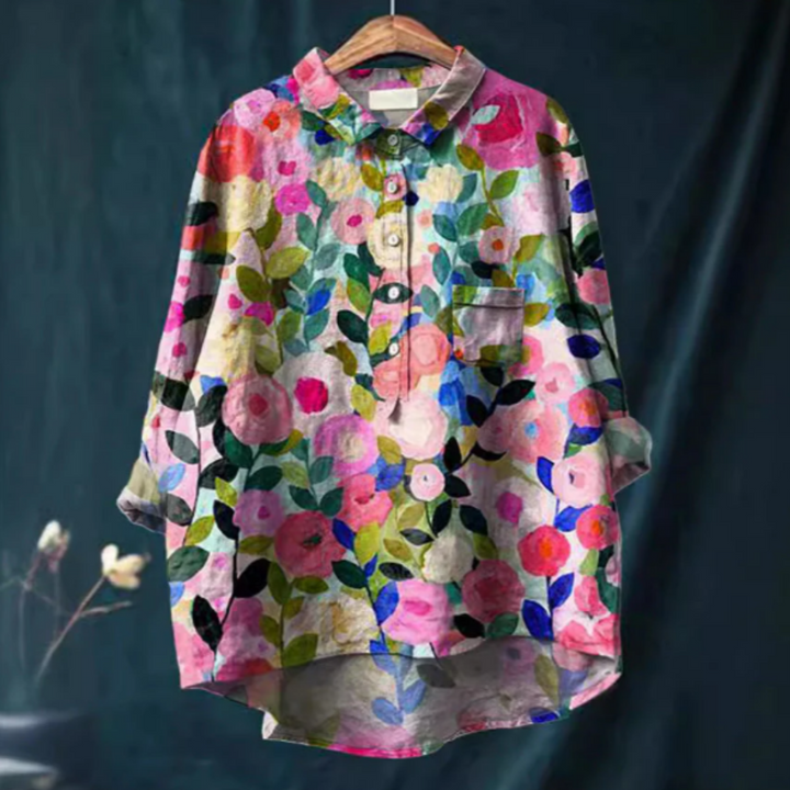 Bluse med blomsterprint til kvinder