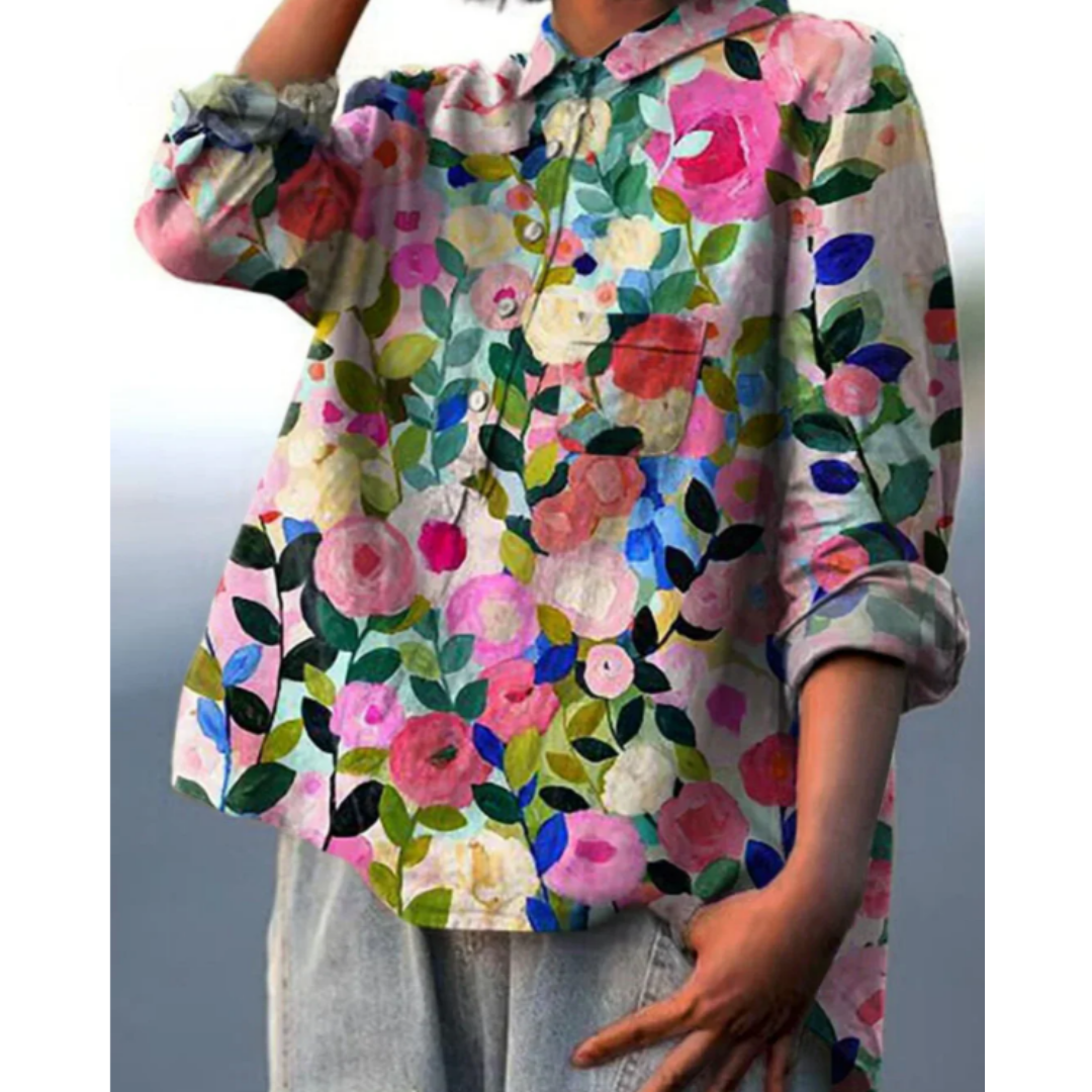Bluse med blomsterprint til kvinder