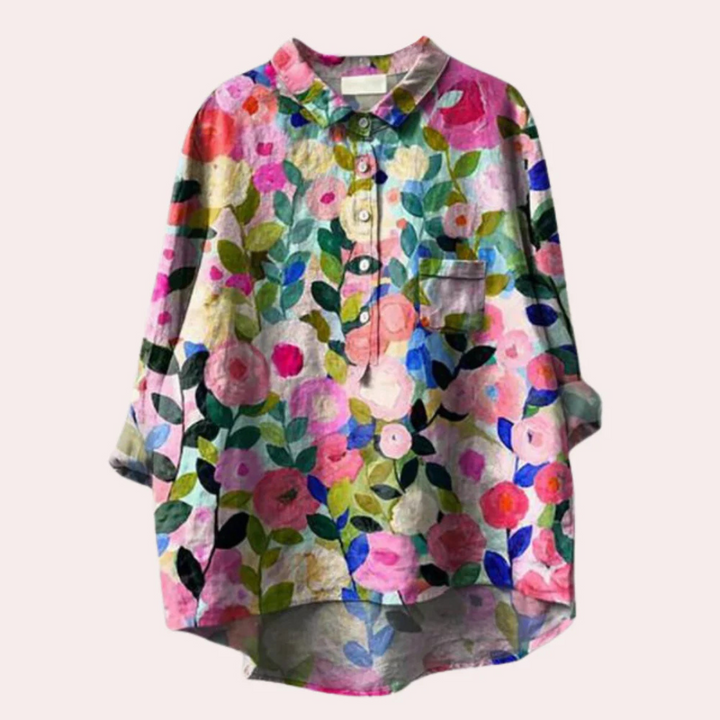 Bluse med blomsterprint til kvinder