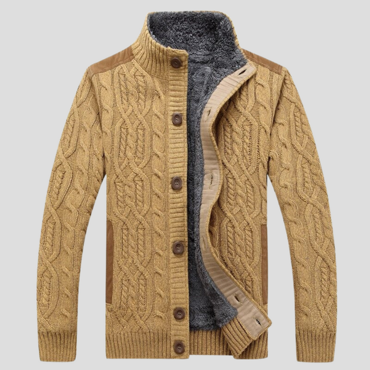 Herrecardigan med plysfor