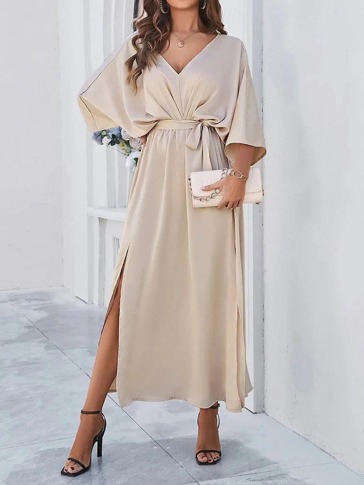 Elegant vårkjole med V-hals