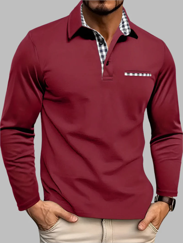 Klassisk langærmet sommerpoloshirt til mænd