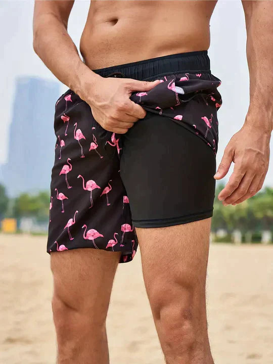 Trendy Mænd Swim Shorts med Foer og Telefon Lomme