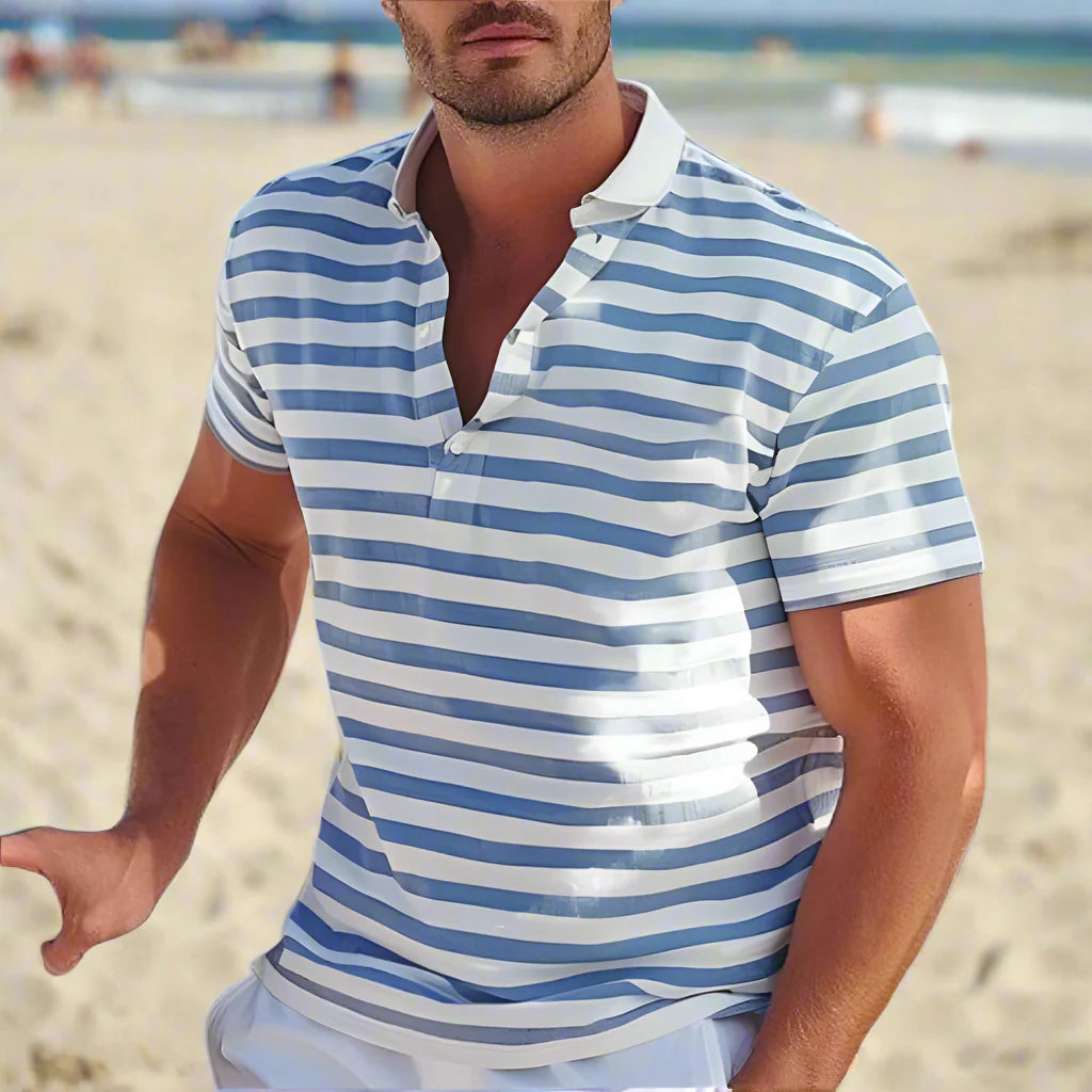 Retro striped polo til mænd